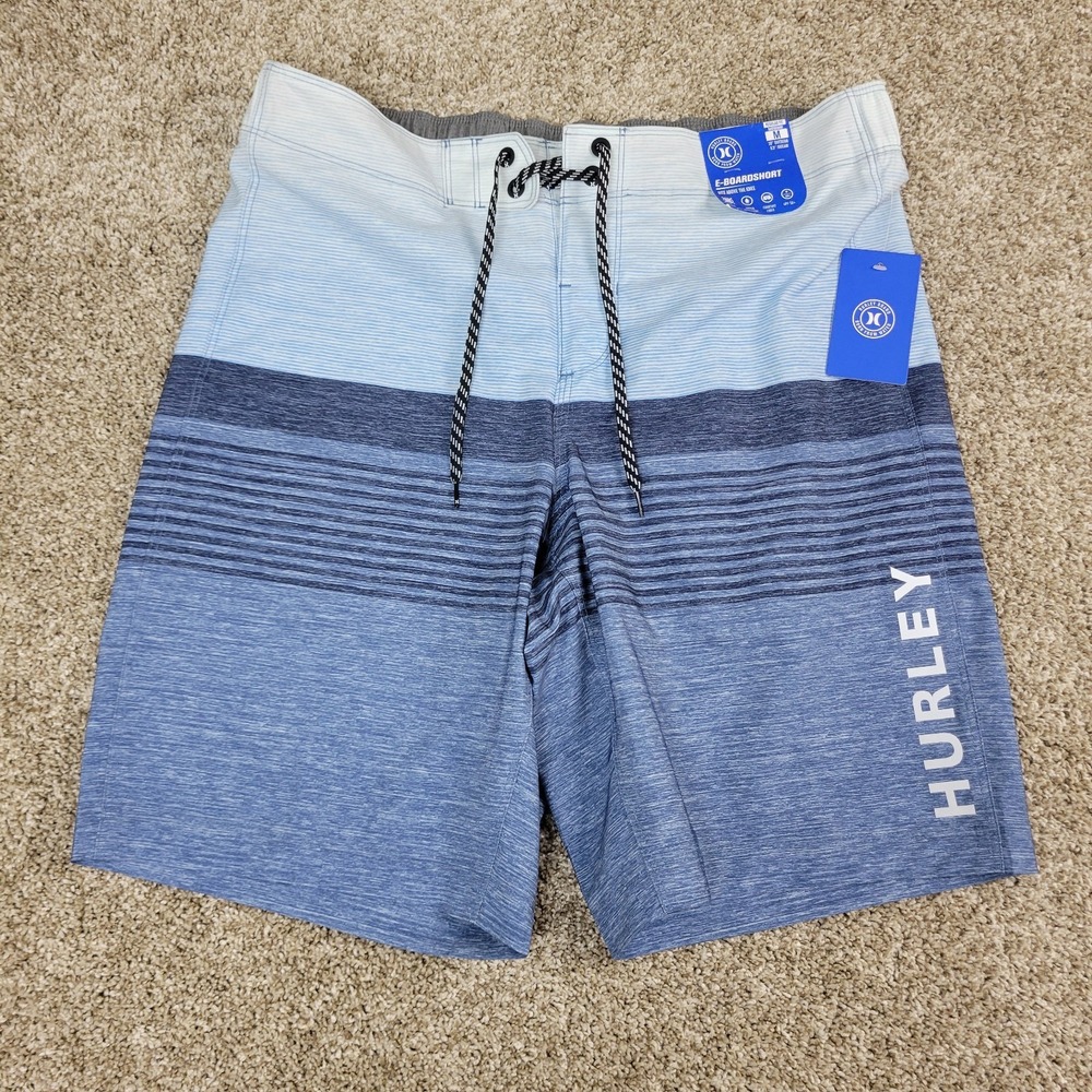 NWT Hurley E Boardshort Mens Medium Blue Gray Swimsuit Drawstring